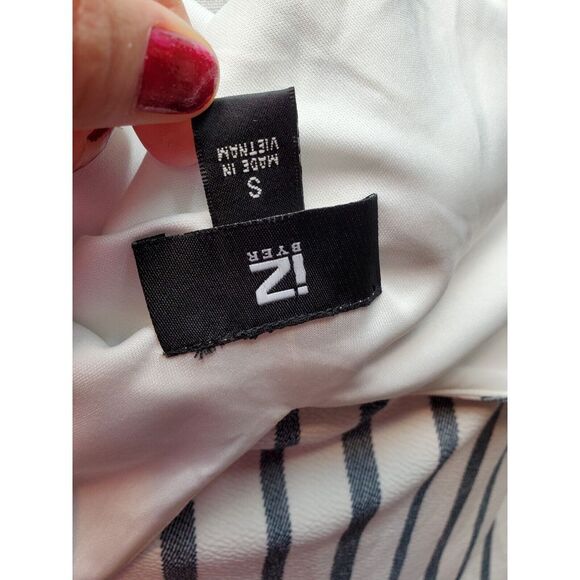 Iz Byer A Line Dress Women Small White Striped Polyester Sleeveless Button Front - Picture 5 of 9